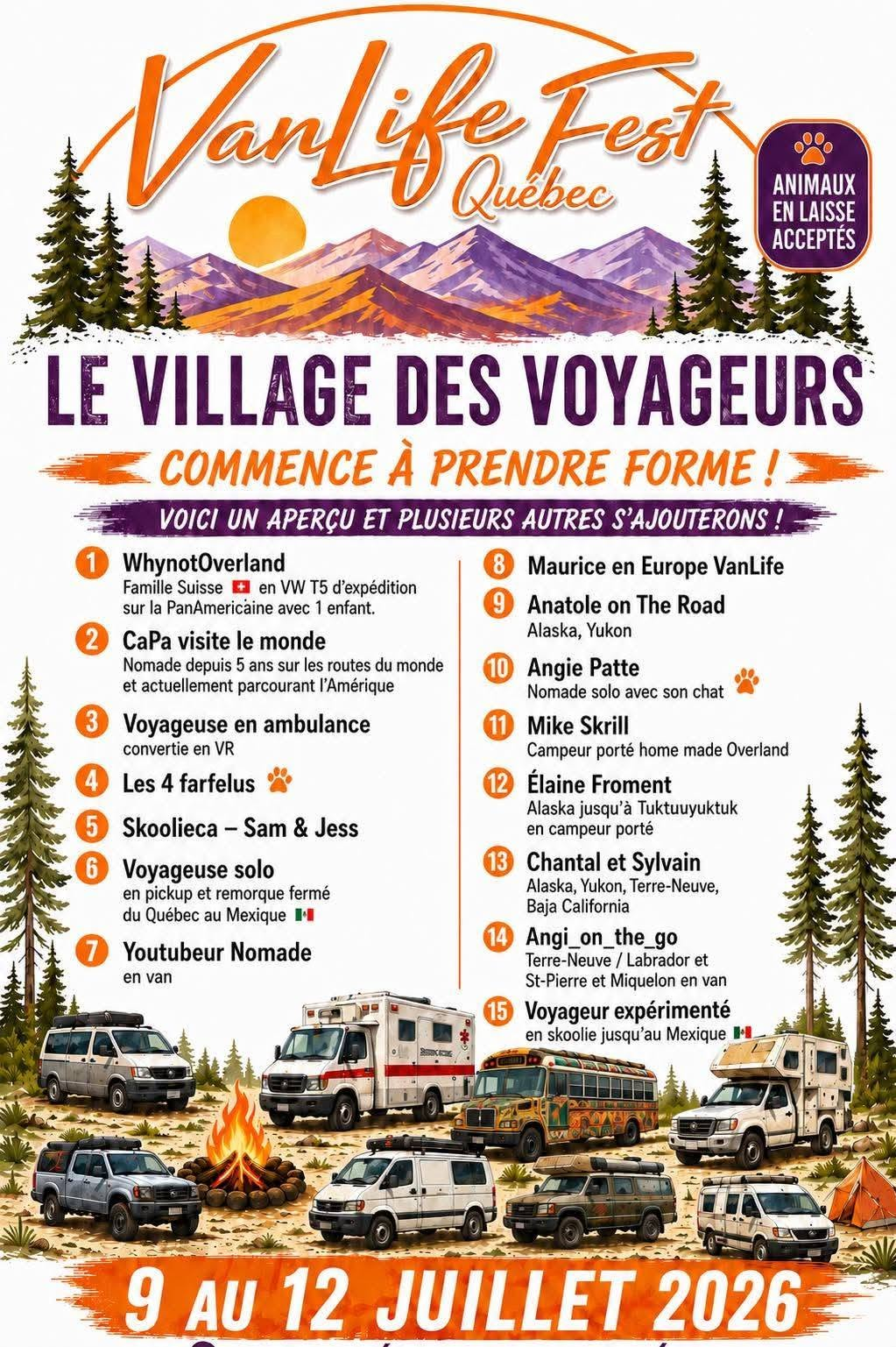 Affiche annonce du VanLife Fest Québec Le village des voyageurs